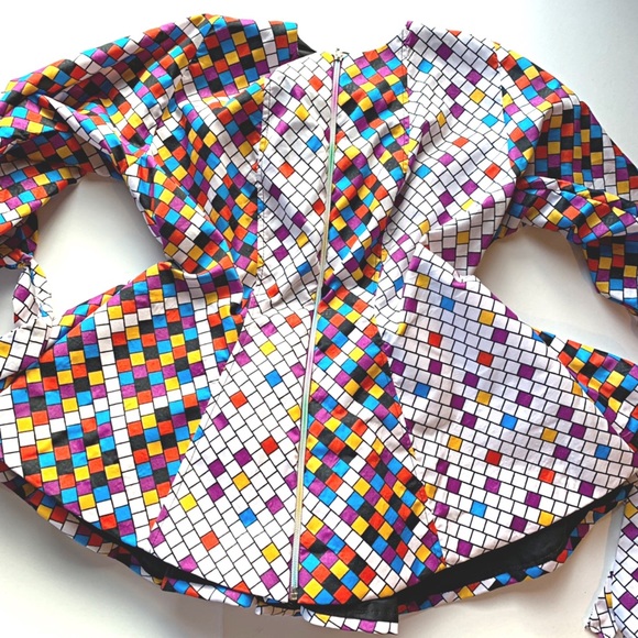 Homemade Tetris Print Peplum Blouse Small - Picture 5 of 14